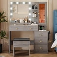 thumbnail image 3 of PUFFCAFE Vanity Desk with Mirror and Lights,Makeup Vanity Table Set with Drawers & Chair & Jewelry Storage Cabinet,Gray Vanity, 3 of 9