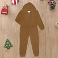 thumbnail image 4 of Family Hooded Footless Jumpsuits Long Sleeve Solid Color Fleece Sleepwear Cozy Family Matching Homewear Pajamas for Women Men and Kids, 4 of 4