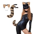 thumbnail image 2 of Colgante de cola de animal adorable en 3D para Halloween, con pompones, cola peluda a la moda, 50 cm, cola de Halloween con diadema para las orejas, 2 of 6