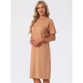 thumbnail image 6 of DARING DIVA Women's Casual Pajama Dress Loose Fit Short Sleeve Sleepwear S Coffee, 6 of 8