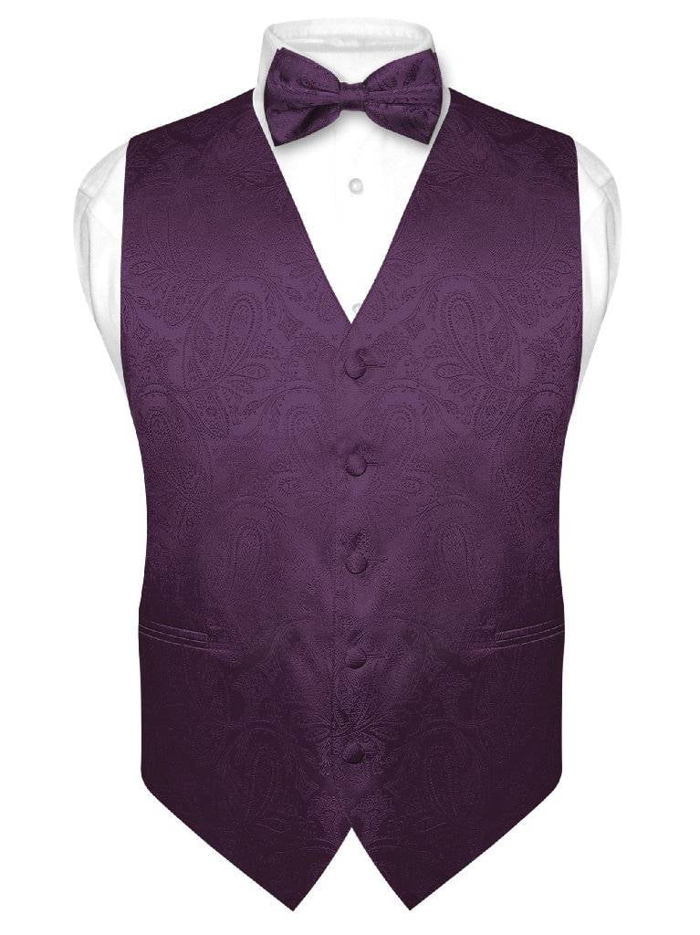 Men's Retro Suit Tuxedo 3 Pc Dress Vest Necktie Hanky Dk Purple S,M,L,XL,2XL,3XL 