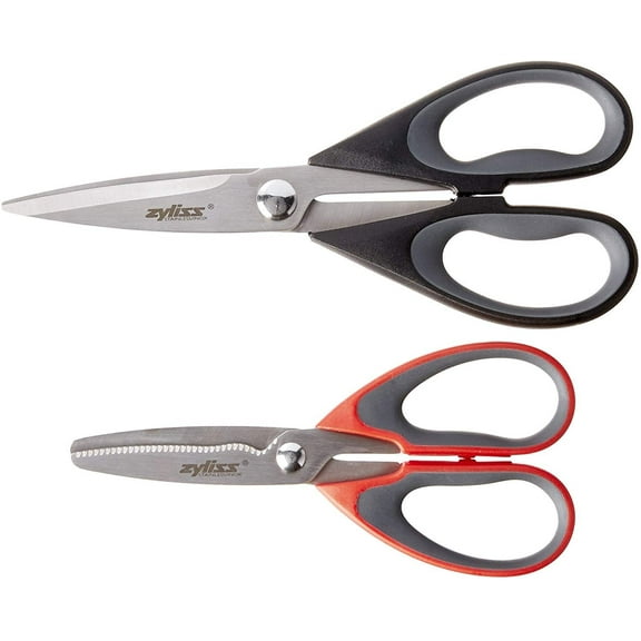 Zyliss 2-Piece Stainless Steel Multi-Purpose Scissors Shears Set, Red Black Silver