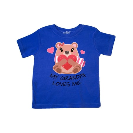 

Inktastic My Grandpa Loves me- bear and hearts Gift Toddler Boy or Toddler Girl T-Shirt