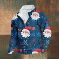 thumbnail image 2 of Men's Christmas Sweatshirt with Reindeer and Snowman Print Half Zip Stand Collar Fleece Pullover Long Sleeve Sherpa Lined Warm Holiday Top, 2 of 3