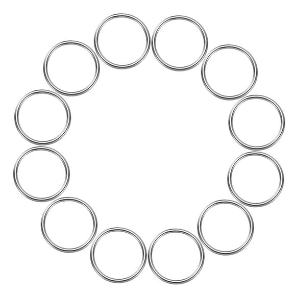 Uxcell 1.4 Inch Metal O Rings, Silver Welded Round Ring Buckles, Stainless Steel Hardware Bags Rings for Purse, Sewing Keychains Belts, Dog Collars, 12Pcs