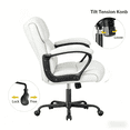 thumbnail image 5 of Furmax Mid Back Executive Office Swivel Computer Task Armrests Ergonomic Leather-Padded Desk Chair with Lumbar Support, White, 5 of 6