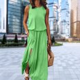 thumbnail image 3 of Vestido Sin Mangas Vestido sin mangas de verano Elegante vestido largo maxi Ropa femenina (Verde XXL) Ygjytge para Mujer Verde T XXL, 3 of 6