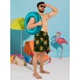 thumbnail image 3 of HAPPY BAY Men's Swimwear Cover Up Samoan Beachwear Summer Pareo Standard Sarong Wrap Casual Vacation Lava Lava for Men Cover-Up One Size Pineapple Floral, Black For Dad, 3 of 5