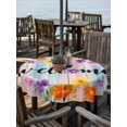thumbnail image 2 of Outdoor Tablecloth with Umbrella Hole for Patio/Picnic/Party/Camping, Summer Floral Waterproof Table Cloth Round Cover Washable, Welcome Colorful Daisy Flowers Farmhouse Wooden (Dia 54"), 2 of 9