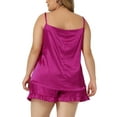thumbnail image 4 of Unique Bargains Women's Plus Size Lingerie 2 Pcs Cami Shorts Sleepwear Set 4X Hot Pink, 4 of 6