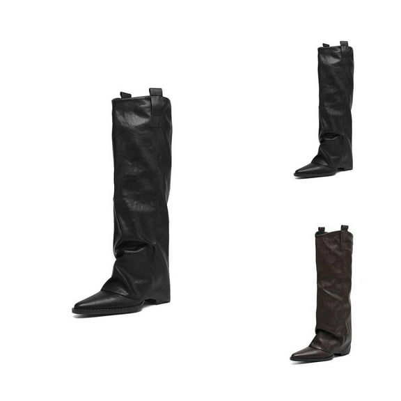 Leather Knee High Boots for Women, Pointed Toe High Heel Over the Knee Boots, Fashionable Tall Winter Shoes