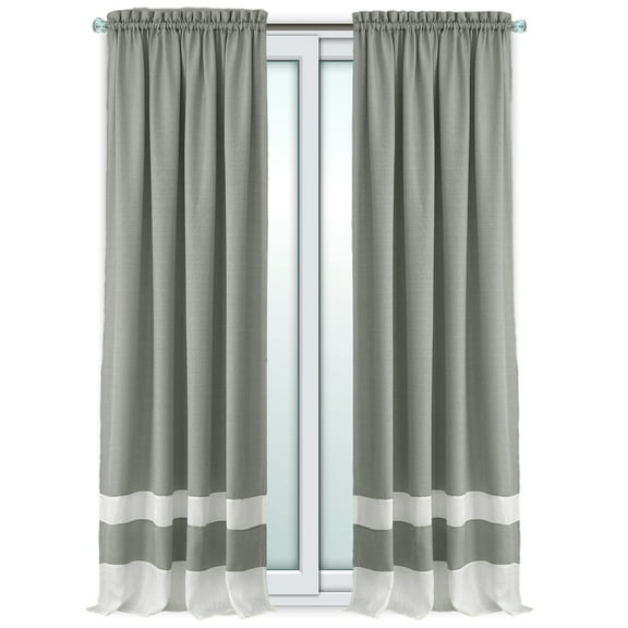 Woven Trends Two-Tone Window Curtain Panels, Rod- Pocket Room Darkening  Curtains for Bedroom and Living Room, Double Layered Window Panel, Gray/White, 50" x 84" Single Panel