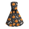 thumbnail image 5 of Girls Halloween Printed Dress Crew Neck Sleeveless Belted Back Zipper Costume Kids Trendy Casual A-Line Swing Dress Orange 01 5-6 Years, 5 of 7