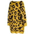 thumbnail image 6 of Cardigan Sweaters for Women Open Front Knit Long Sleeve Leopard Print Sweater with Oversized Pocket Fall Winter Fashion Casual Comfy Crew Neck Yellow S, 6 of 6