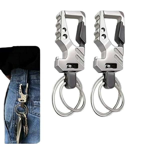 2 Pack Tactical Carabiner Keychain, Heavy Duty Zinc Alloy Key Holder with Bottle Opener, EDC Key Ring Clip for Outdoor, Travel, Car Keys