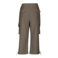 thumbnail image 4 of Yghzkop Women's Outdoor Hiking Pants Cropped Capri Length Quick Dry Lightweight Multi Pocket Trekking Camping Travel Comfort Stretch Elastic Waist Athletic Cargo Trousers Loose Fit, 4 of 7