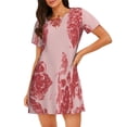 thumbnail image 1 of Vsdgher Chemise de Nuit à Manches Courtes pour Femmes Motif Chair Rouge Col Rond Mignonne Robe de Nuit à Volants Confortable, 1 of 6