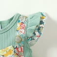 thumbnail image 6 of OLLUISNEO Newborn Baby Girls Clothes 3-6 Months Girls Dress Newborn Girls Flying Sleeve Dress Summer Floral Dress Headband Hat 3pcs Set, Green, 6 of 8