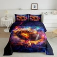 thumbnail image 1 of Erosebridal Fire Rugby Bedding Comforter Set, Psychedelic Galaxy Comforter Sets , Teens Sport Reversible Down Comforter, Microfiber Bedroom Decor, 2pcs, 1 of 8
