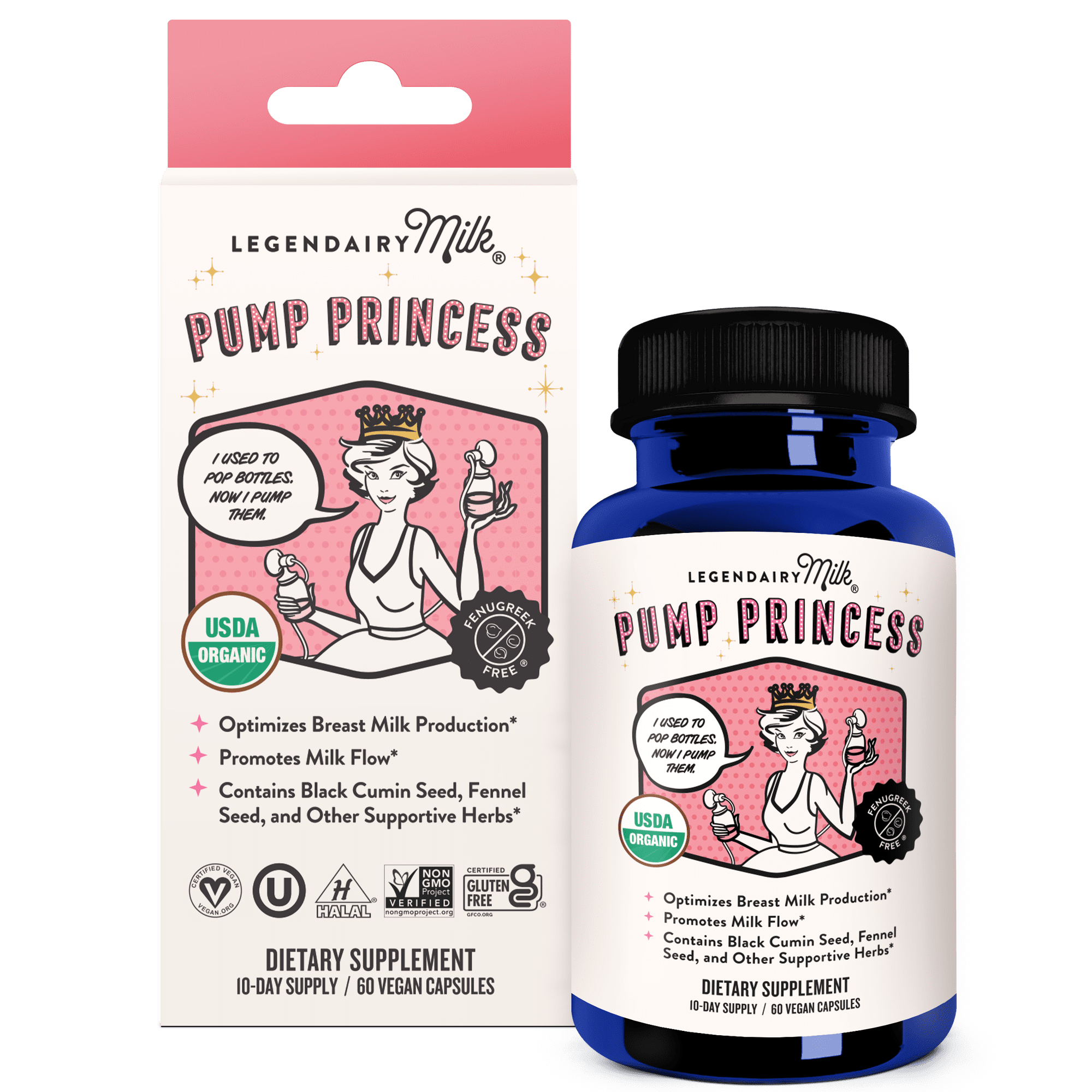 Legendairy Milk Pump Princess Lactation Supplement for Adults - Supports Milk Production, 60 Caps