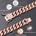 thumbnail image 2 of Leander Hip Hop 12mm 10mm Real White Gold/18K Gold/Rose Gold Plated Iced Out Miami Cuban Link Chain Necklace or Bracelet Diamond CZ Choker for Men Women, 2 of 6