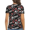 thumbnail image 3 of Honeii Vintage Skull Casino Print Women's V-Neck T-Shirt,Short Sleeve V Neck Tees Tops for Women , Perfect for Work, Travel, and Everyday Wear, 3 of 7
