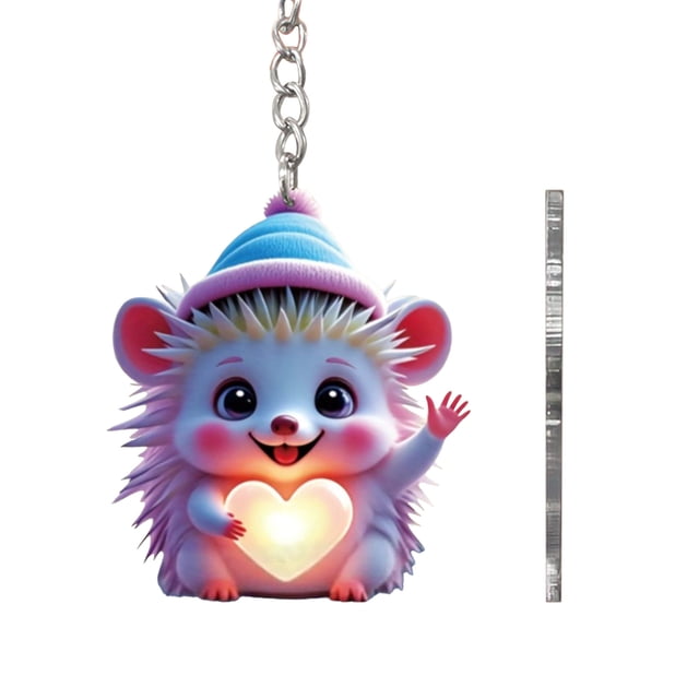 Lindo llavero de erizo con corazón | Llavero acrílico de animal para mochila, llaves o bolso | Regalo decorativo ligero para amantes de los erizos