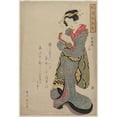 thumbnail image 2 of Kikukawa Eizan 18x24 Black Ornate Framed Double Matted Museum Art Print Titled: Komachi Washes the Book (From the Series Seven Elegant Episodes from the Life of the Poetess Ono No, 2 of 5