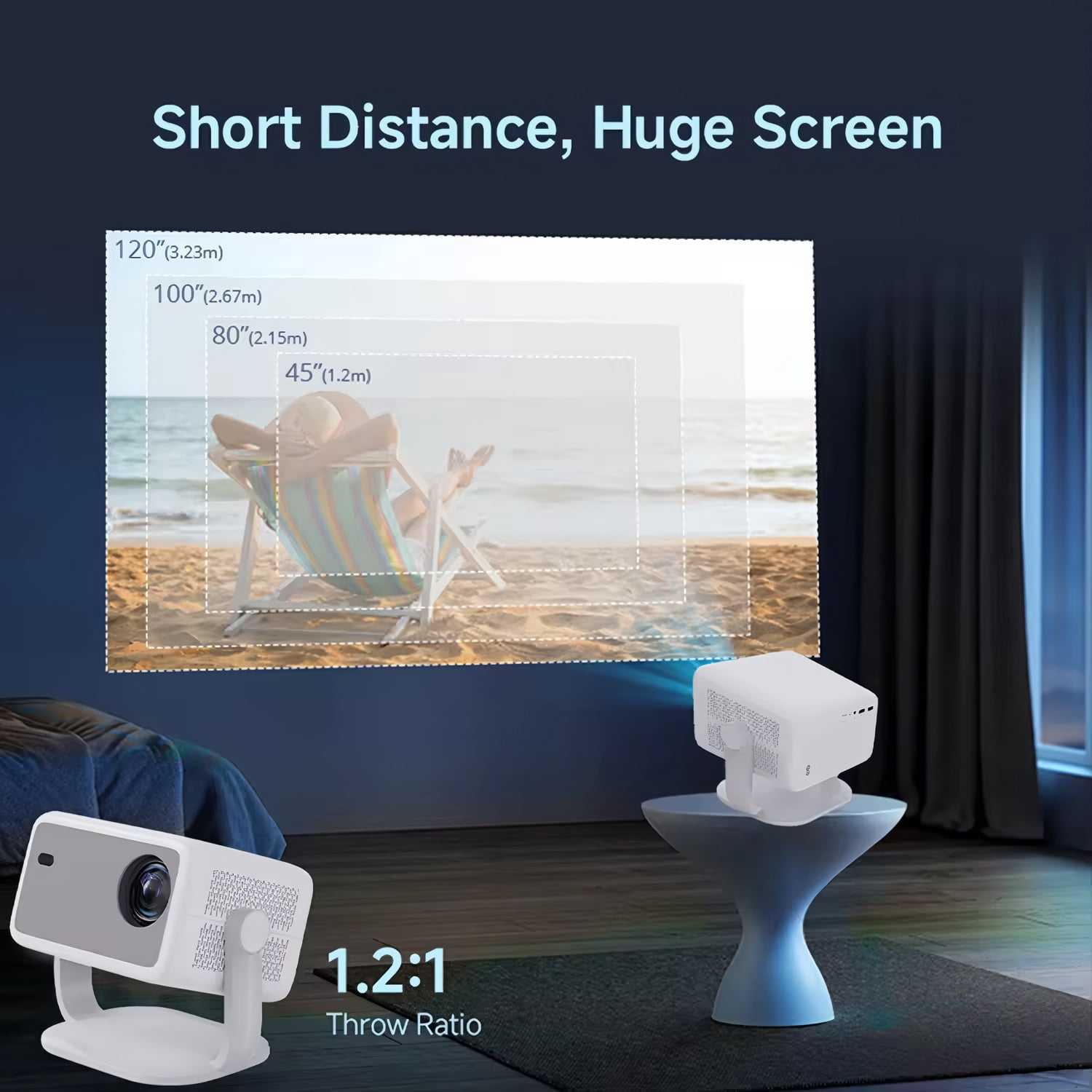 NexPlay 1080P Projector with WiFi and Bluetooth, Built-in Apps,Portable Projector for Indoor/Outdoor