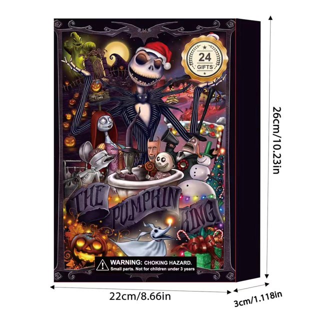 Navidad Adviento nuevo calendario de cuenta regresiva de Halloween caja ciega atmósfera fantasma Navidad gótica regalo de 24 piezas caja del día de Adviento
