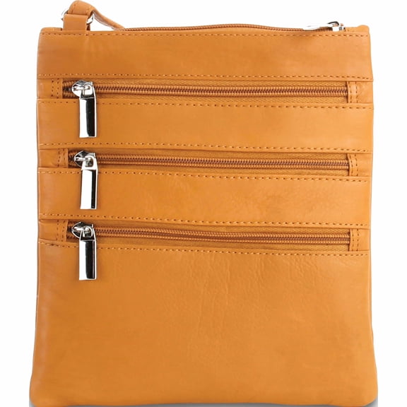 Fashion Tan Leather Multi Pocket Crossbody Bag (0.5 X 7) Made In India -Jewelry By Sweet Pea