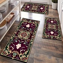 Kitchen Rugs Sets of 3 Non Slip Washable Kitchen Mats for Floor, Waterproof Kitchen Runner Rug, Floor Mat Carpet for Entryway, Laundry, Sink, Hallway, Bathroom