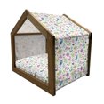 thumbnail image 2 of Cartoon Pet House, Funny Habitat Concept with Pleasant Flying Birds Blooming Flowers Hearts, Outdoor & Indoor Portable Dog Kennel with Pillow and Cover, 5 Sizes, Multicolor, by Ambesonne, 2 of 5