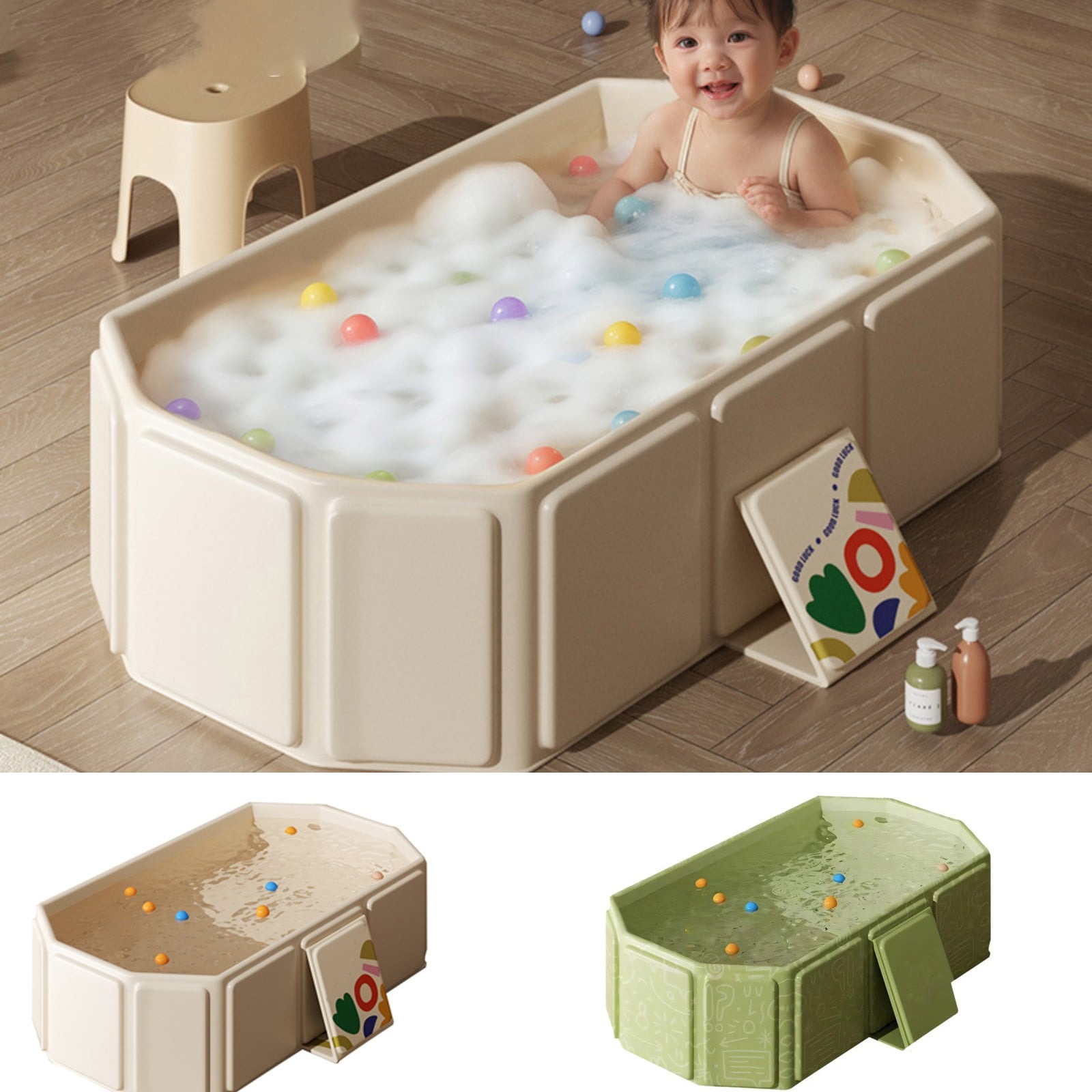 Foldable Bathtub Portable Shower Tray Large Bathtub Collapsible Soaking Tub for Kids Toddlers Space Saving Portable Bathing Basin for Indoor Outdoor Use