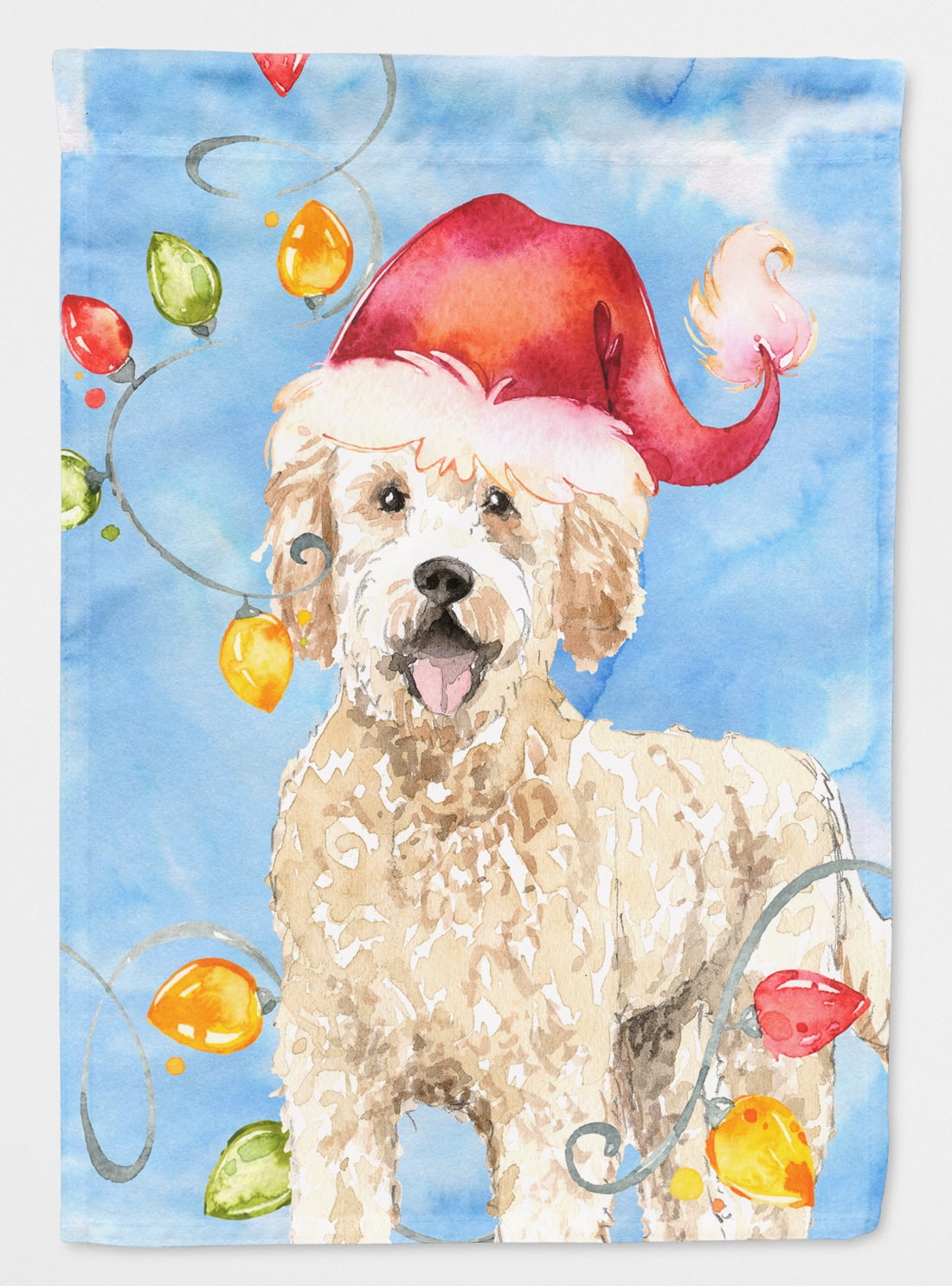 Christmas Lights Goldendoodle Garden Flag