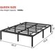 thumbnail image 3 of 6 - pulgada heavy - duty queen metal marco de cama con under - cama almacenamiento, sturdy mattress foundation support slats, 3 of 6