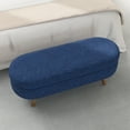 thumbnail image 4 of Furniliving 43.5"Storage Ottoman Benches, Oval End of Bed Bench with Rubber Wood Leg, Upholstered Bench for Living Room, Bedroom, Entryway, Blue, 4 of 8