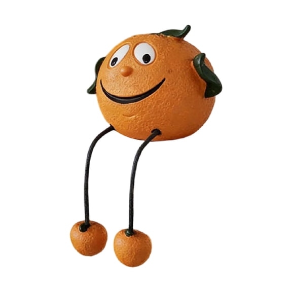 ZhangC Fruit Resin Shelf Sitter Figurines with Flexible Dangling Legs, Whimsical Hanging Edge Statues, Cute Fruit Character Desktop Ornaments for Bookshelf Windowsill Tabletop Indoor Home