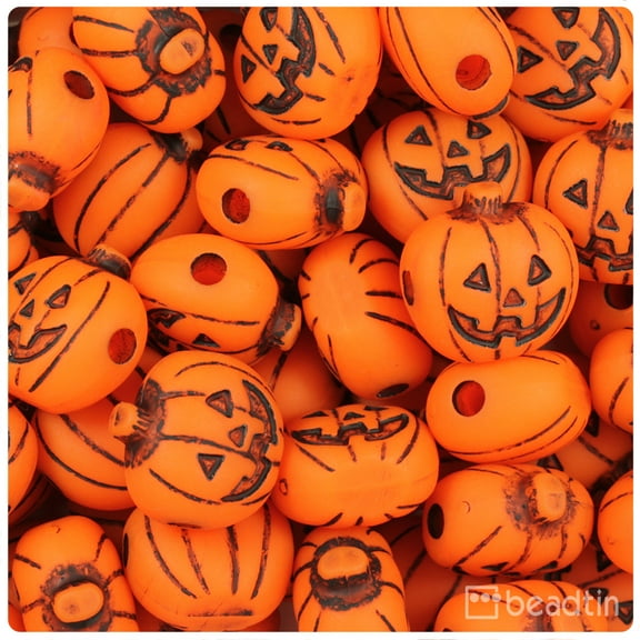 BeadTin Tangelo Antique 20mm Jack O Lantern Pony Beads (24pcs)