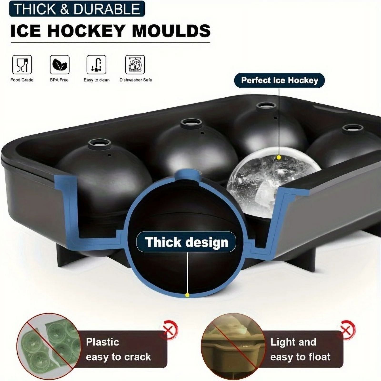 6/8Grid Ice Ball Maker Silicone Ice Cube Mold Tray DIY Freeze Ice Maker Kitchen Barware Tools Perfect for Freezer Cocktail