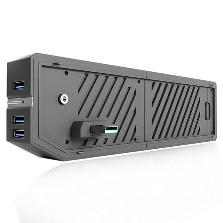 Pocket Media Drive Bay (Xbox One HDD Adapter, External Hard Drive Enclosure Case with 3 Front USB 3.0 Ports with SATA Hard Drive Expansion Adapter Connector Media Hub Attachment)