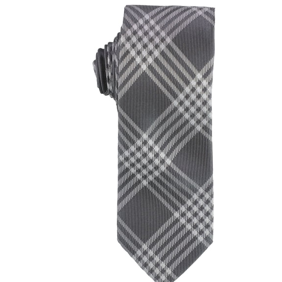 bar III Mens Canton Plaid Self-tied Necktie, Grey, Classic (57 To 59 in.)