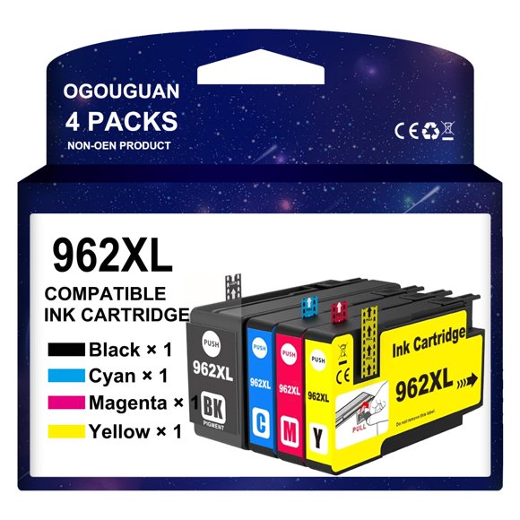 Cartuchos de tinta OGOUGUAN 962XL, paquete de 4, BK/C/M/Y