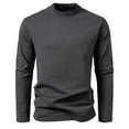 thumbnail image 1 of SOMOWI T-Shirts pour Hommes Hiver Mode Col Rond Couleur Unie Manches Longues T-Shirt Gris Foncé Classique d'Automne pour Homme G, 1 of 3