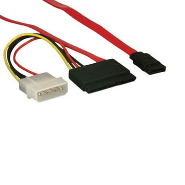 Kentek 18 Inch IN SATA Device Data Cable with Power Adapter 26 AWG 7 Pin-15 Pin to 7 Pin-4 Pin LP4 5.25" Molex Serial ATA Connector Internal for PC HDD