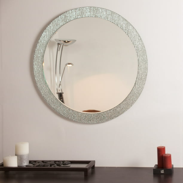 Large 27 6 Round Silver Molten, Silver Circular Bathroom Mirror
