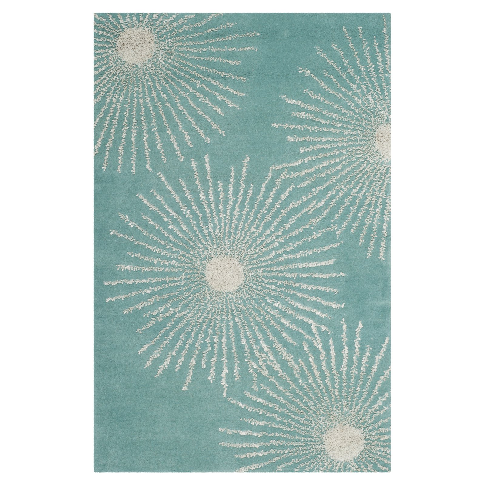 SAFAVIEH Soho Fiesta Celebration Wool Runner Rug, Light Teal/Multi, 2'6
