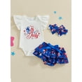 thumbnail image 2 of ZINTAOZT Baby Girls My 1st 4th of July Summer Outfits, Fly Sleeve Letters Romper Stars Bloomers Skirt Shorts Hairband Set, 2 of 8