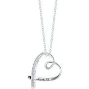 Little Luxuries Women's "Daughter" Sterling Silver CZ Heart Necklace, 18"