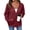 Red, variant on Eytino Hoodies for Women Zip Up Hoodies Oversized Sweatshirts Casual Waffle Hooded Sweatshirt with Pocket S-2XL